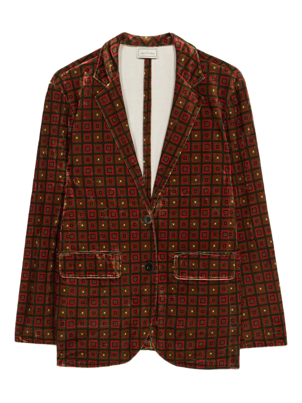 Pierre-Louis Mascia geometric-pattern velvet blazer Bruin
