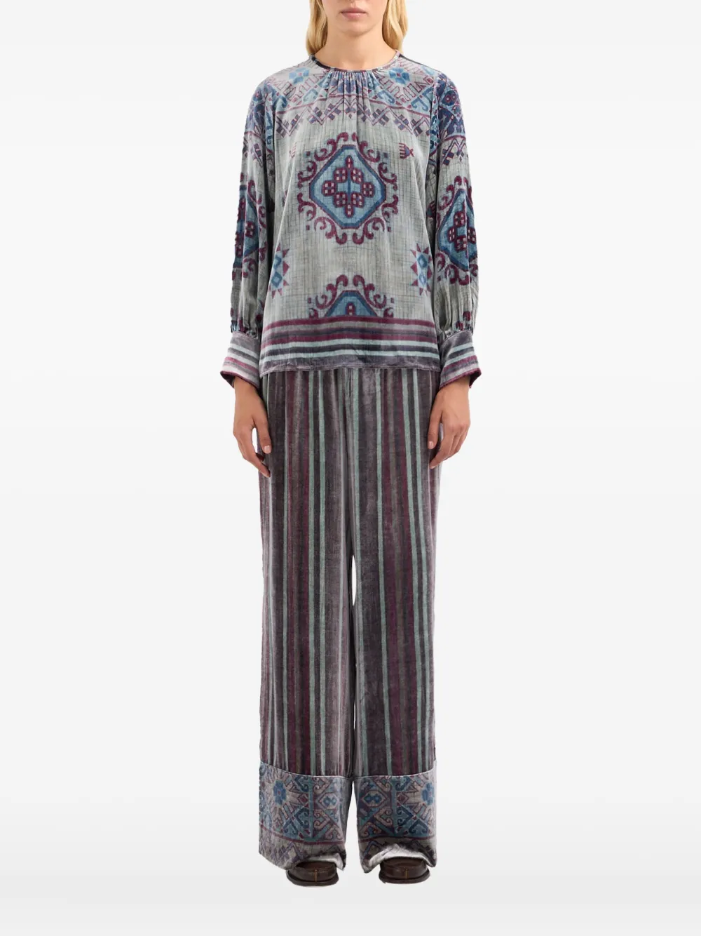 Pierre-Louis Mascia Kanpur patterned velvet top Grijs