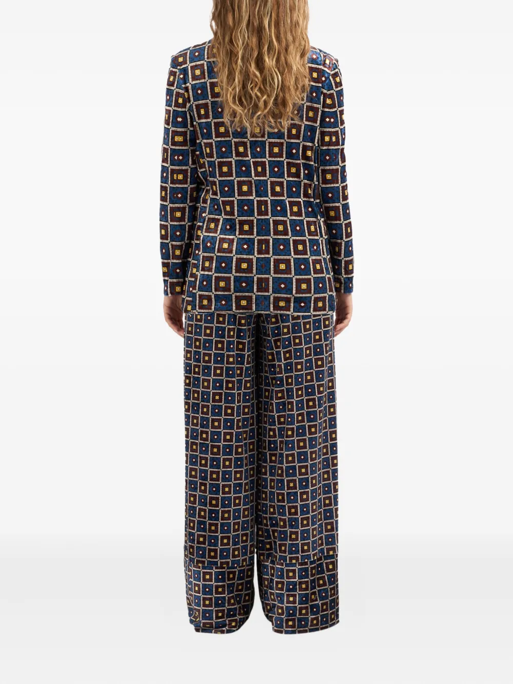 Pierre-Louis Mascia geometric-pattern blazer Blauw