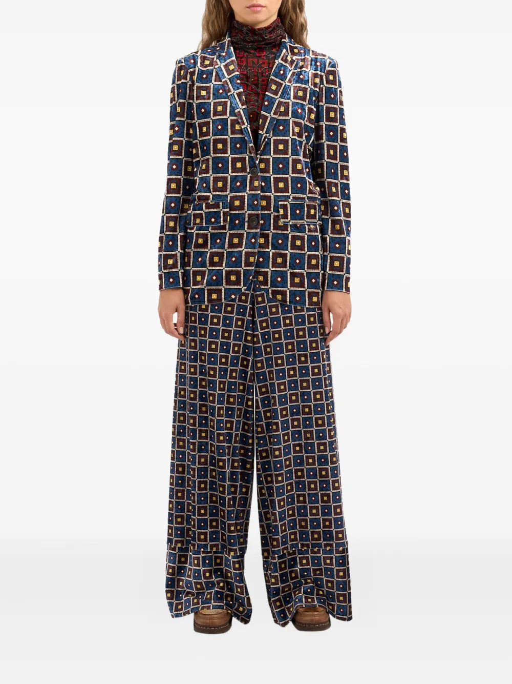 Pierre-Louis Mascia geometric-pattern blazer Blauw
