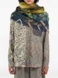 Pierre-Louis Mascia landscape-print fringed scarf - Blue