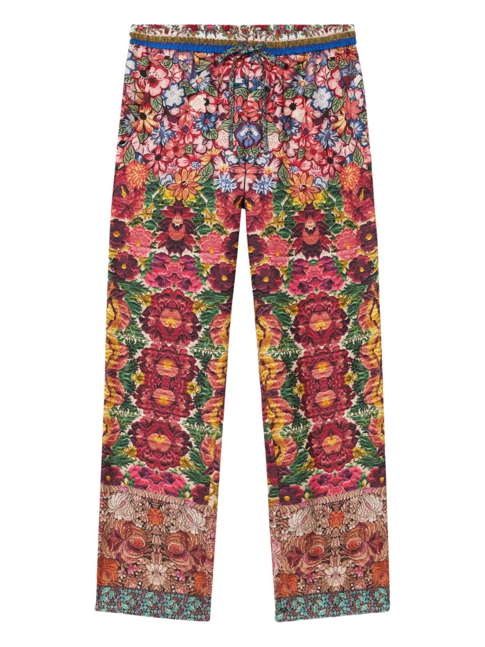 Pierre-louis Mascia Aloe Floral-print Drawstring Trousers In Multi