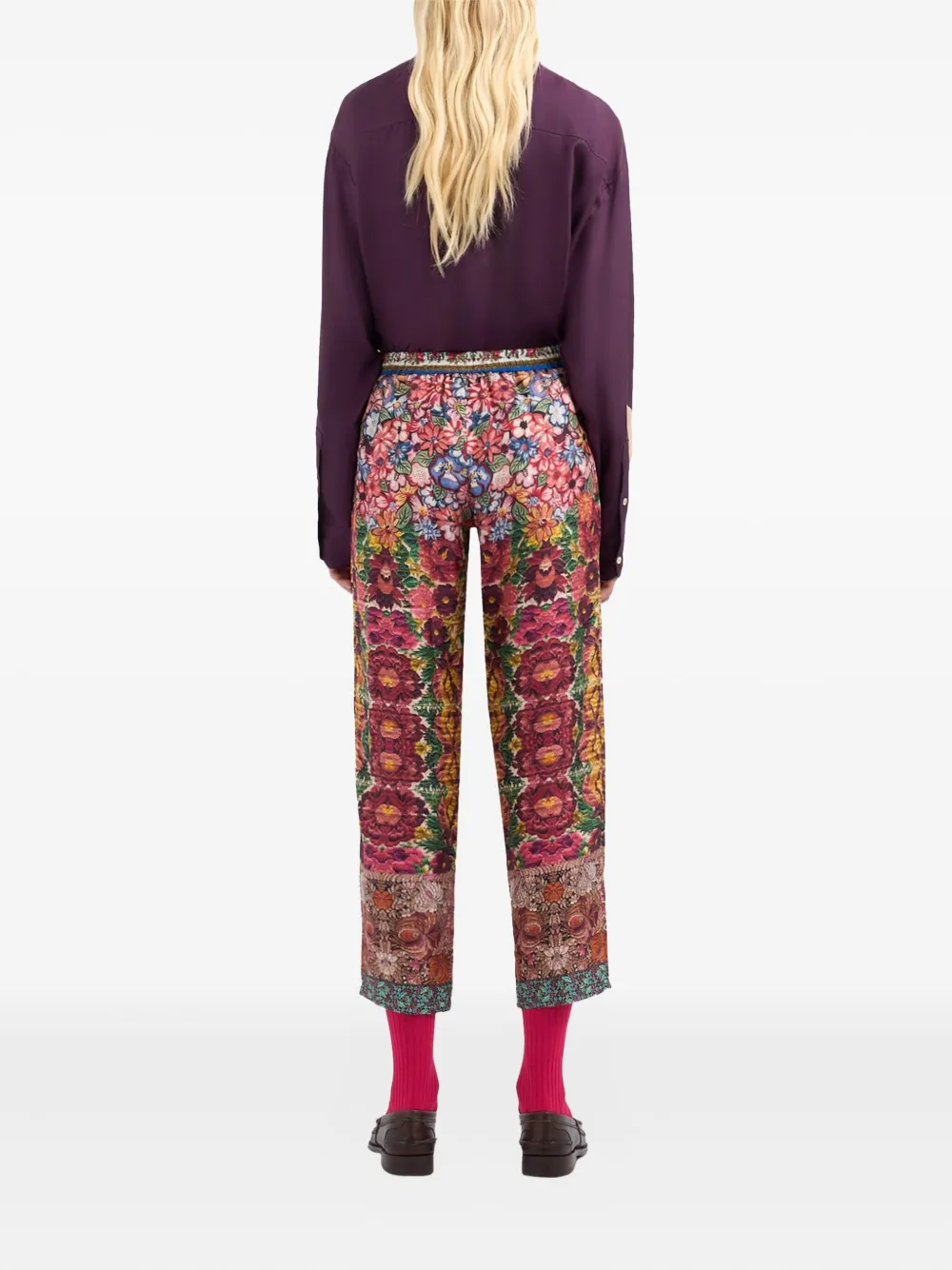Pierre-louis Mascia Aloe Floral-print Drawstring Trousers In Multi