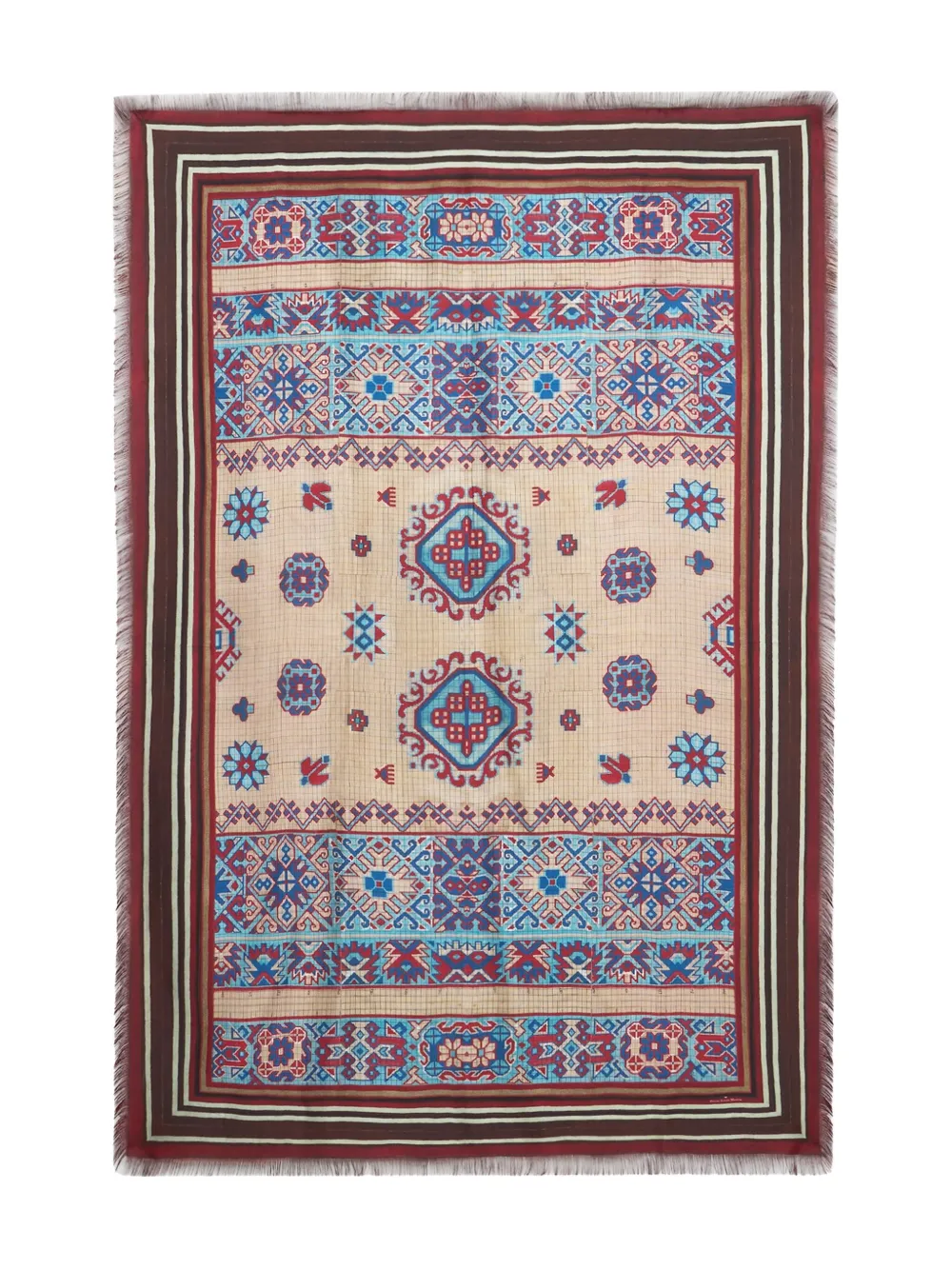 Pierre-Louis Mascia patterned fringed scarf Beige