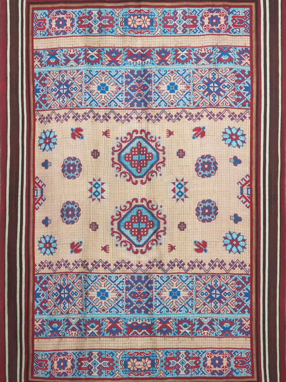Pierre-Louis Mascia patterned fringed scarf Beige