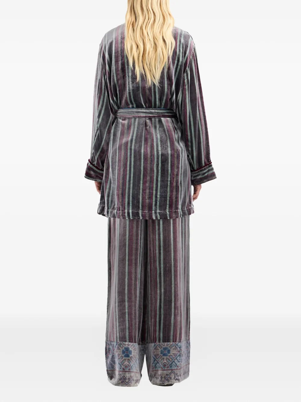 Pierre-Louis Mascia striped velvet robe Grijs