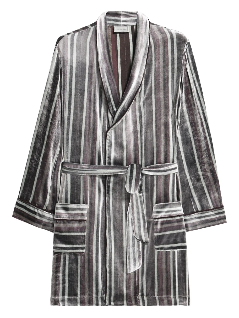 Pierre-Louis Mascia striped velvet robe Grijs