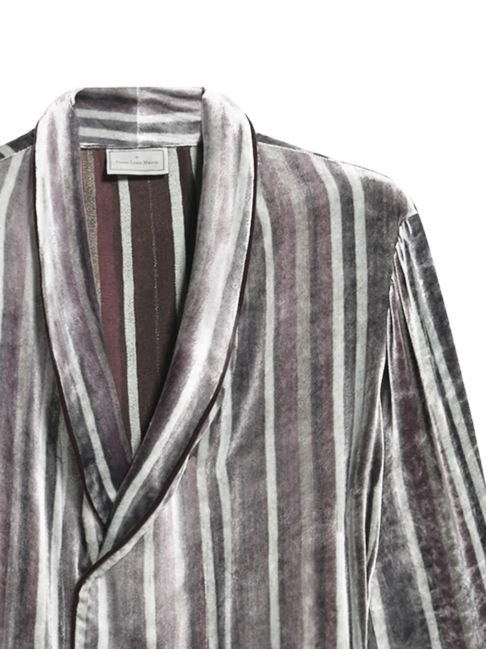 Pierre-Louis Mascia striped velvet robe Grijs