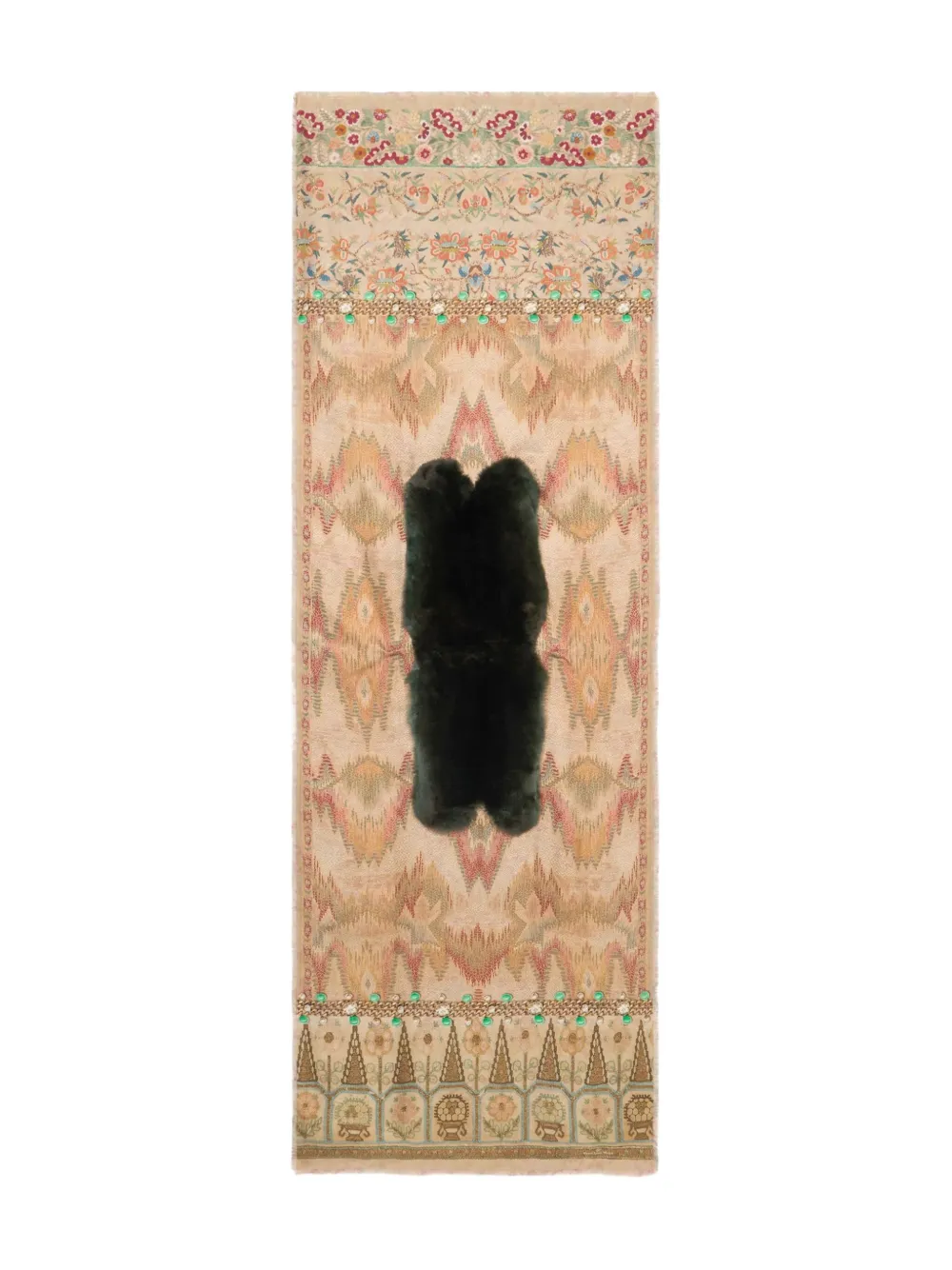 Pierre-louis Mascia Fanory Embroidered Fur-panel Scarf In Neutral