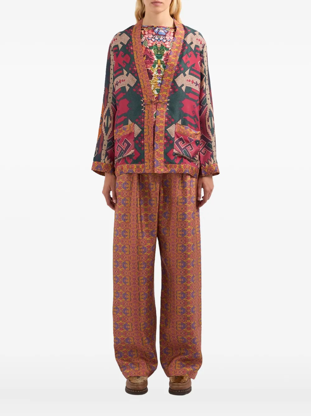 Pierre-Louis Mascia geometric-pattern jacket Beige
