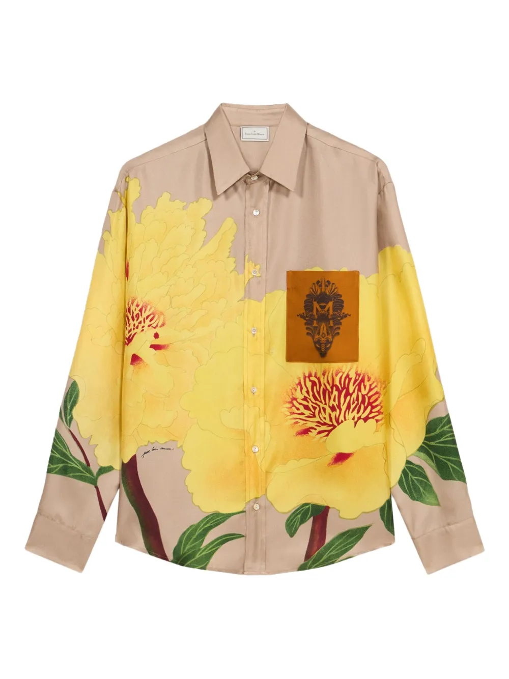 Pierre-Louis Mascia Aloegots peony-print pocket shirt Geel