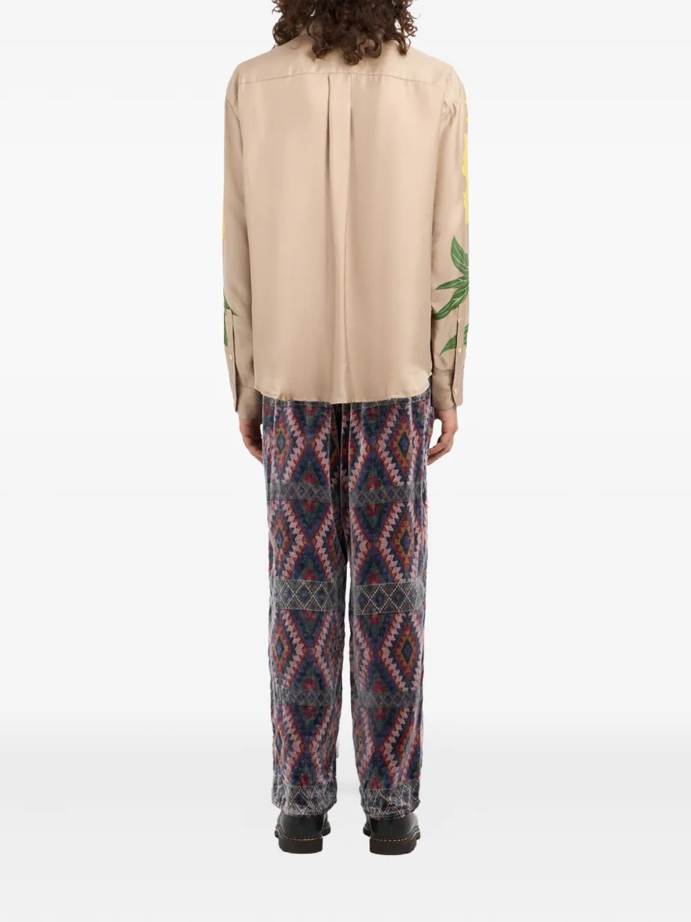 Pierre-Louis Mascia Aloegots peony-print pocket shirt Geel