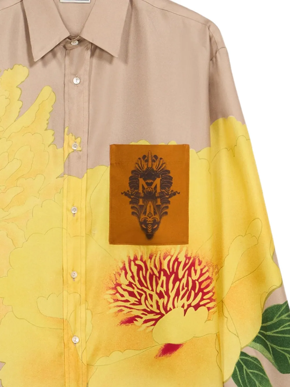 Pierre-Louis Mascia Aloegots peony-print pocket shirt Geel