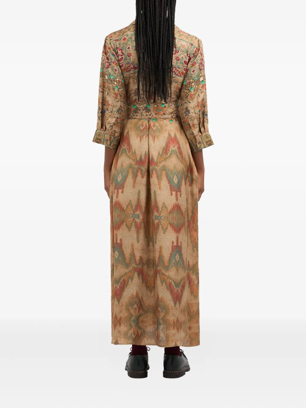 Pierre-Louis Mascia floral-print belted maxi dress Beige