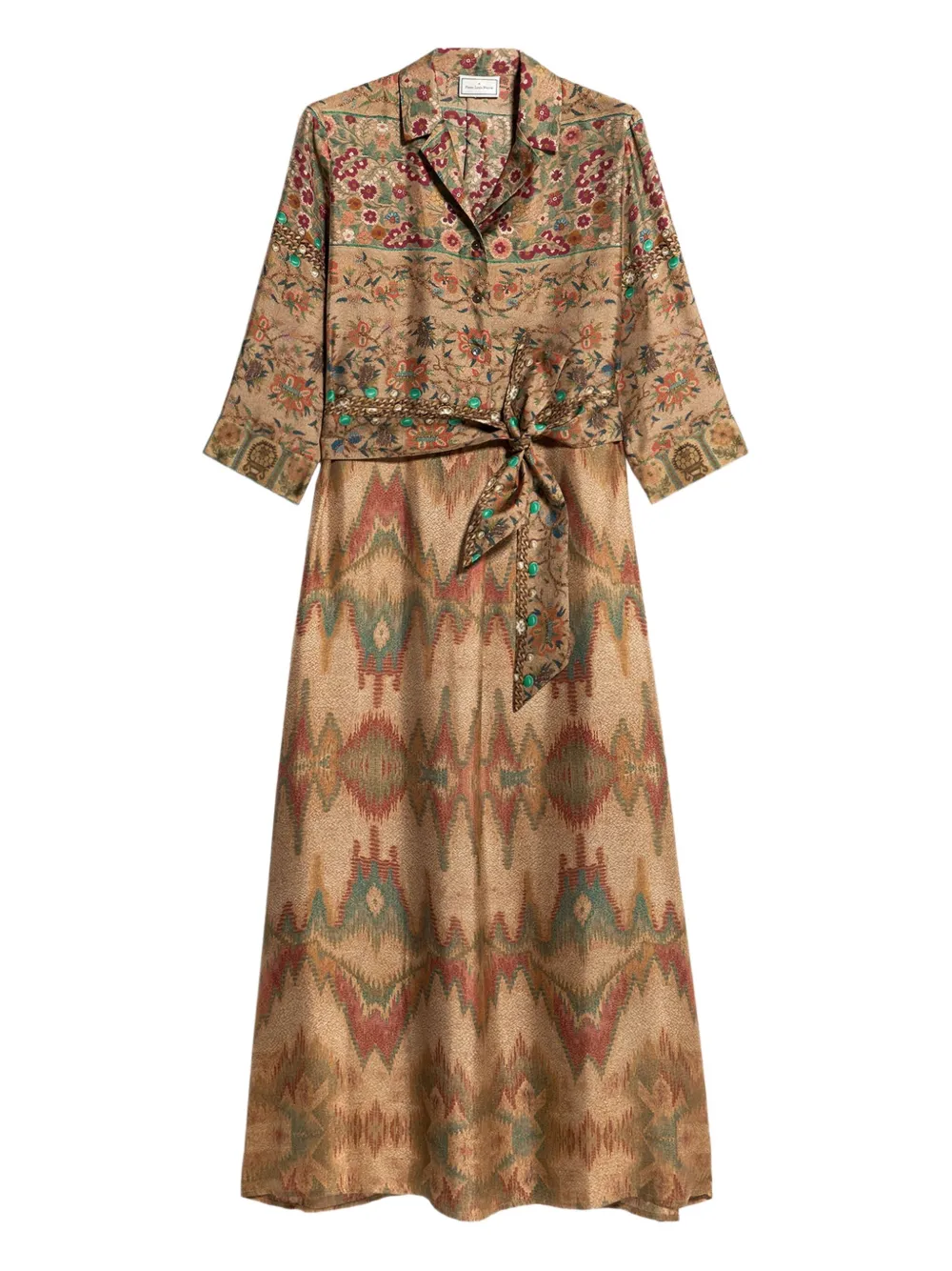 Pierre-Louis Mascia floral-print belted maxi dress Beige