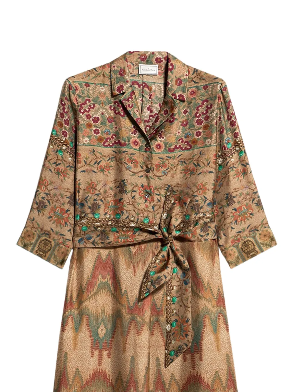 Pierre-Louis Mascia floral-print belted maxi dress Beige