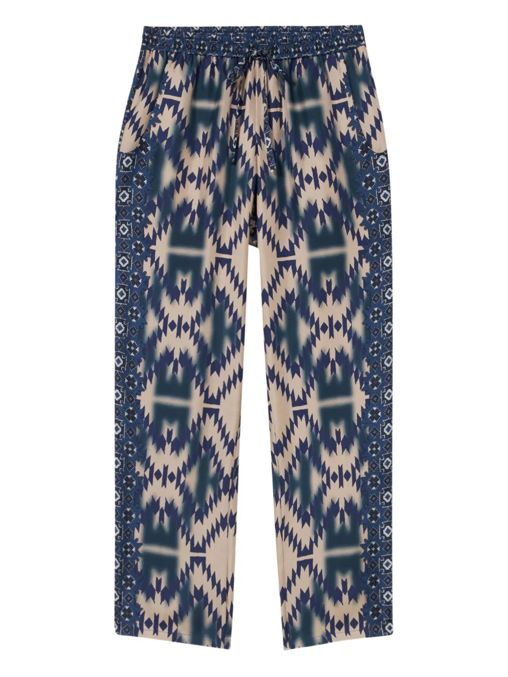 Pierre-Louis Mascia geometric-pattern drawstring trousers Blauw
