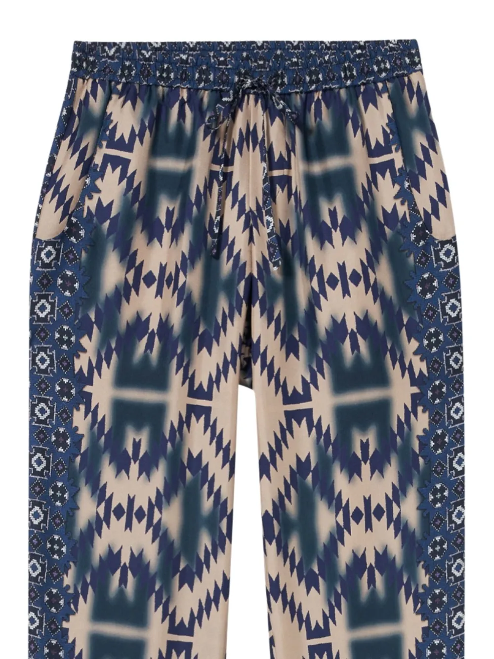 Pierre-Louis Mascia geometric-pattern drawstring trousers Blauw