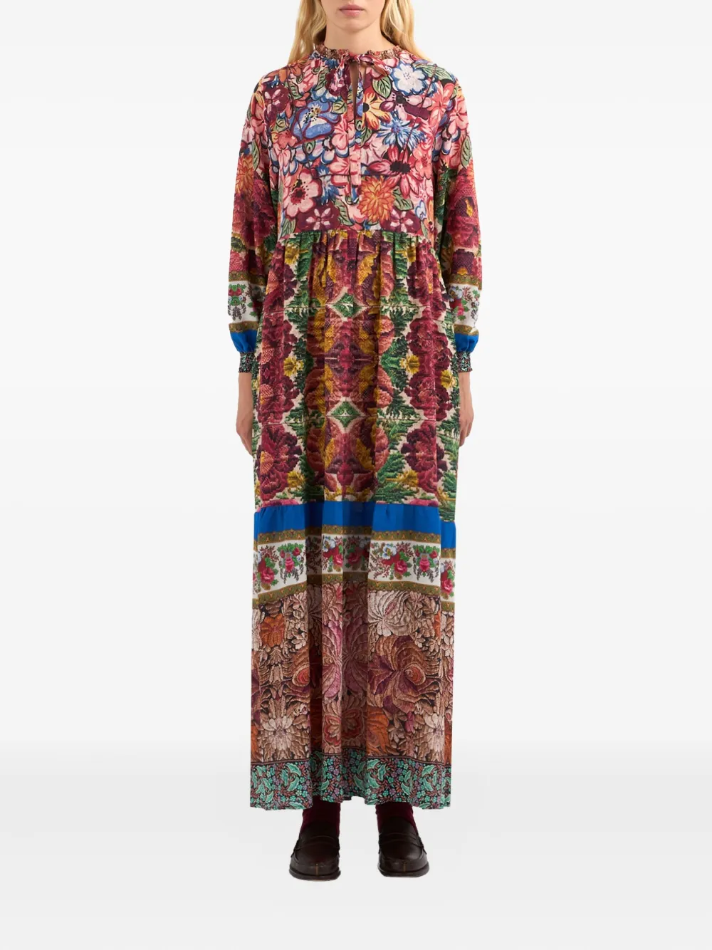 Pierre-Louis Mascia floral-print tiered maxi dress Rood