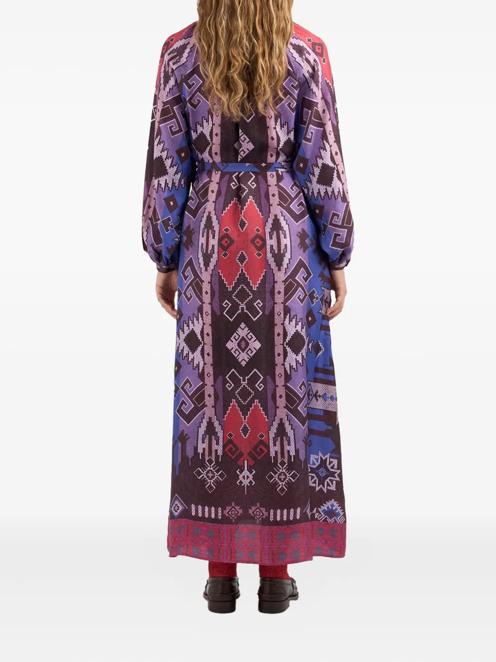 Pierre-Louis Mascia Aloe geometric-print belted maxi dress Paars