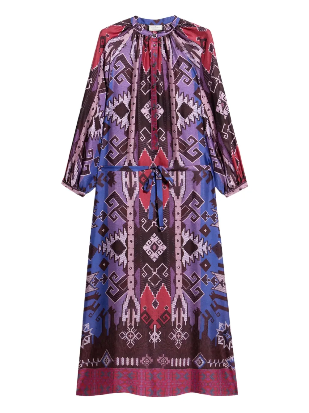 Pierre-Louis Mascia Aloe geometric-print belted maxi dress Paars