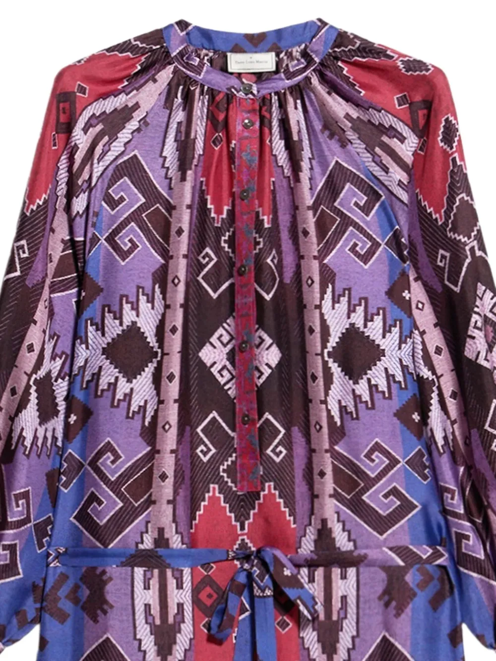 Pierre-Louis Mascia Aloe geometric-print belted maxi dress Paars