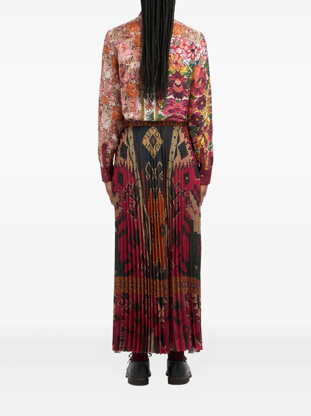 Pierre-Louis Mascia pleated patterned skirt Rood