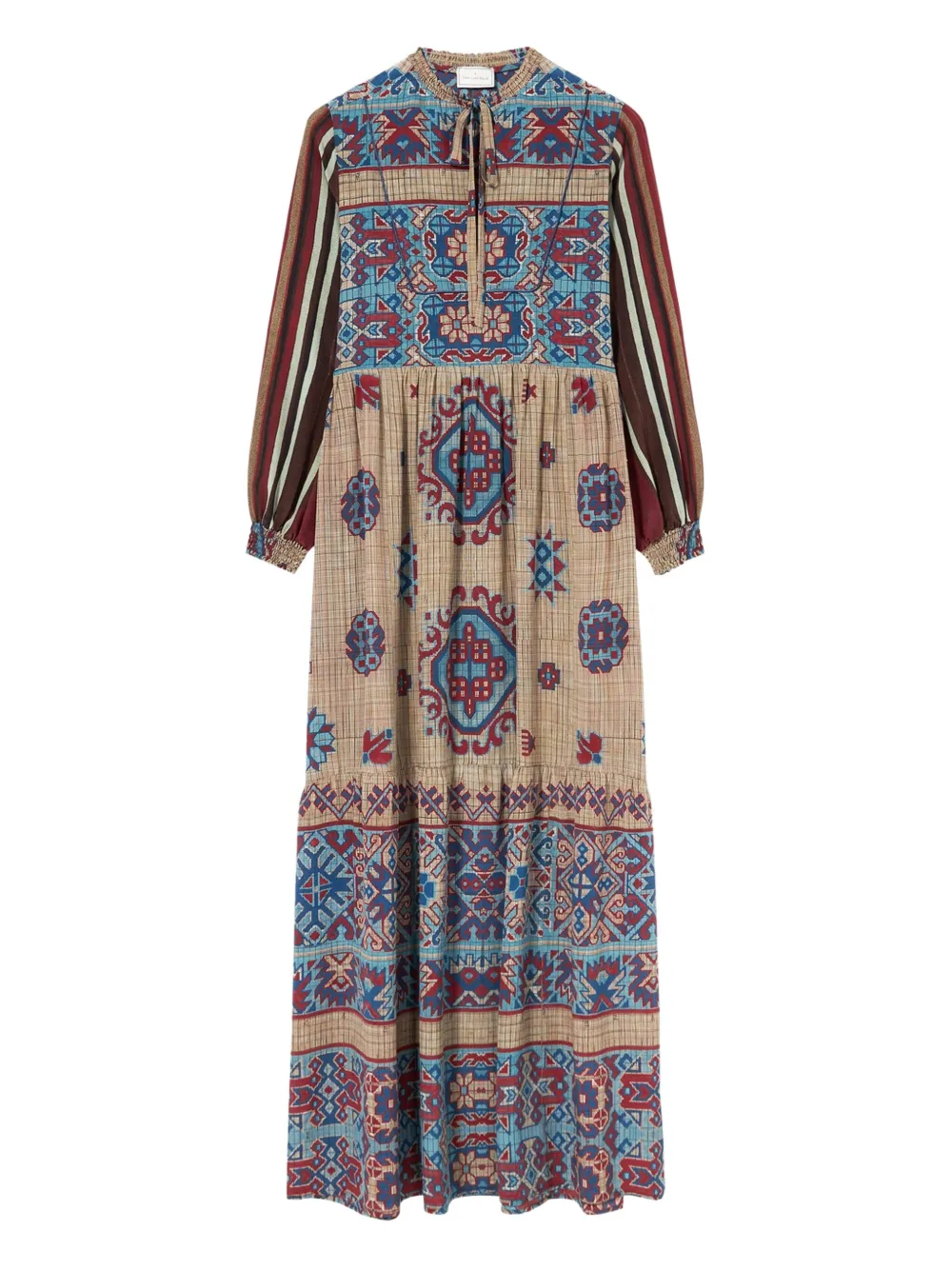 Pierre-Louis Mascia geometric-pattern midi dress Beige