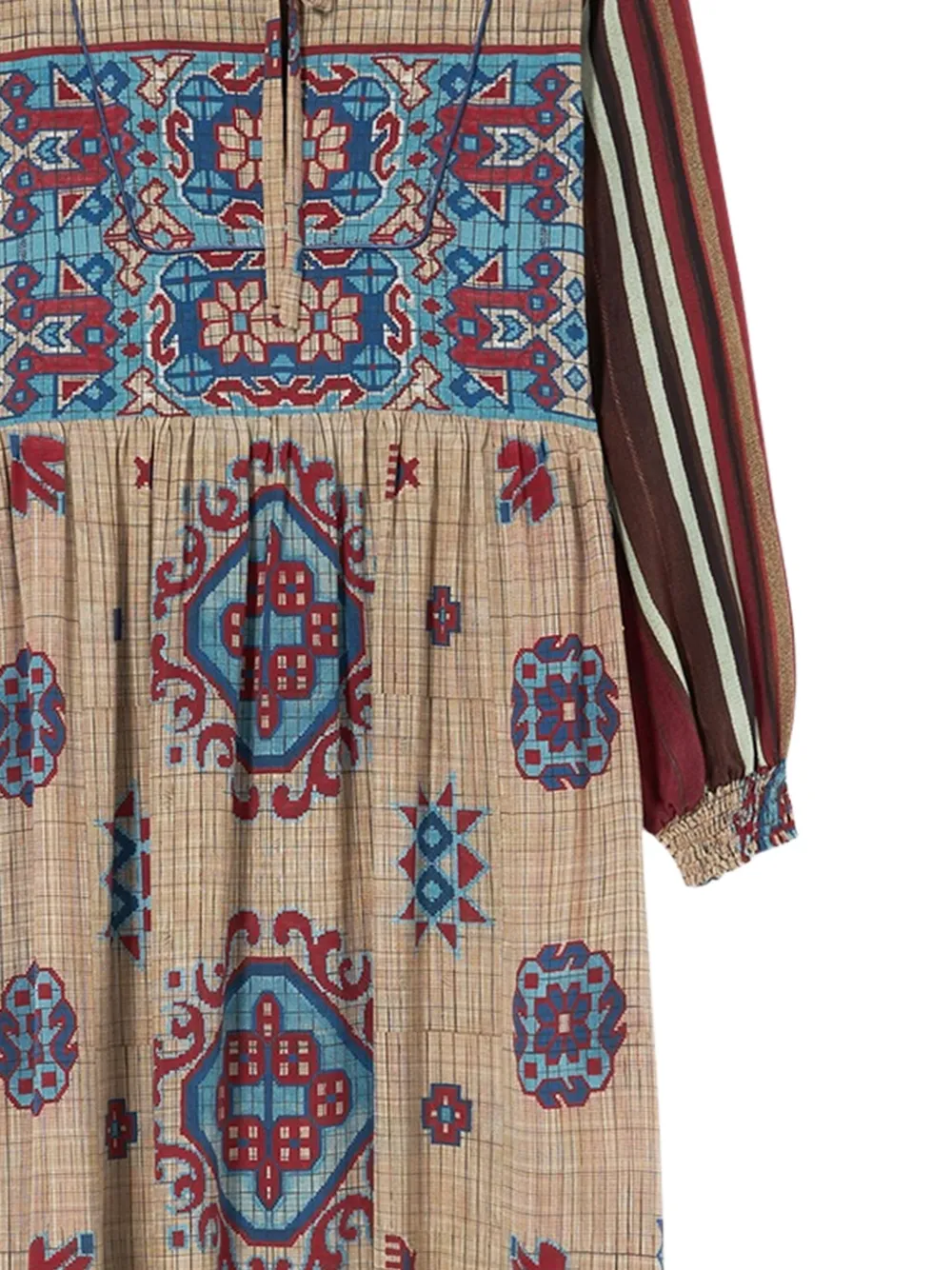 Pierre-Louis Mascia geometric-pattern midi dress Beige