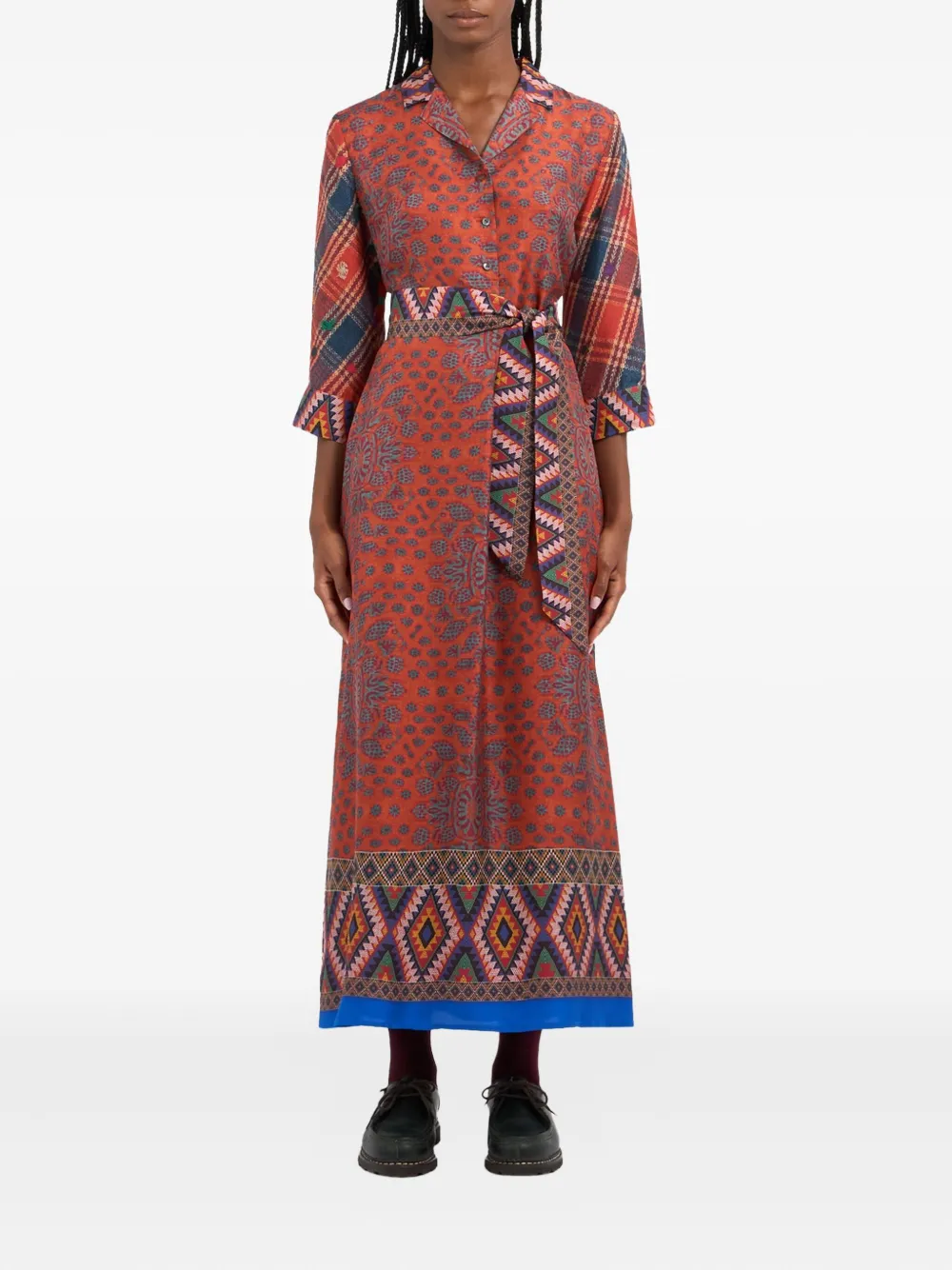 Pierre-Louis Mascia paisley-print belted midi dress Rood