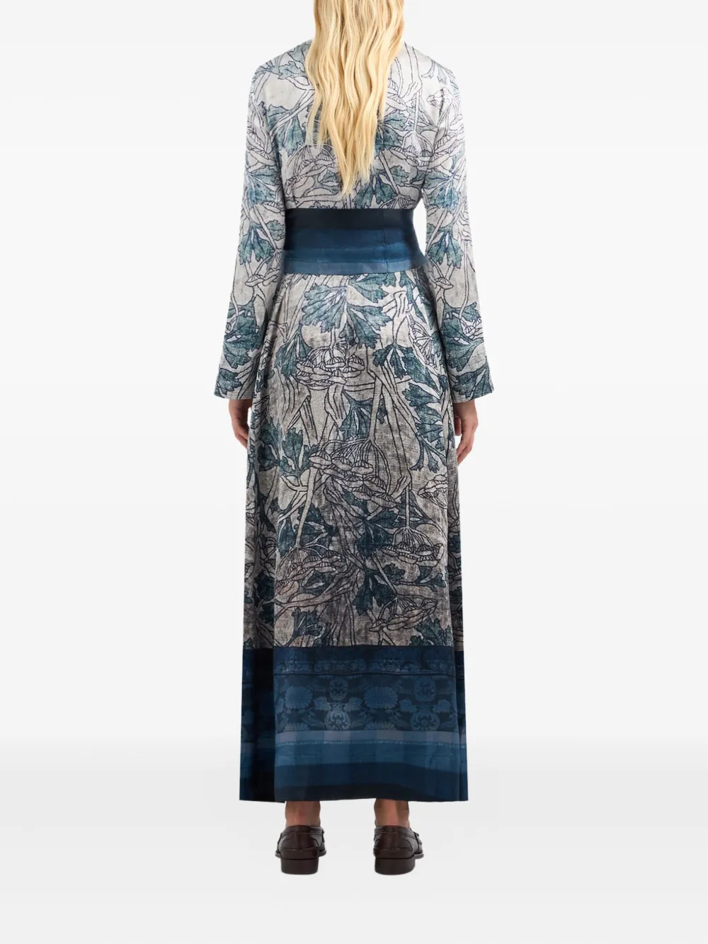 Pierre-Louis Mascia floral-print belted maxi dress Blauw