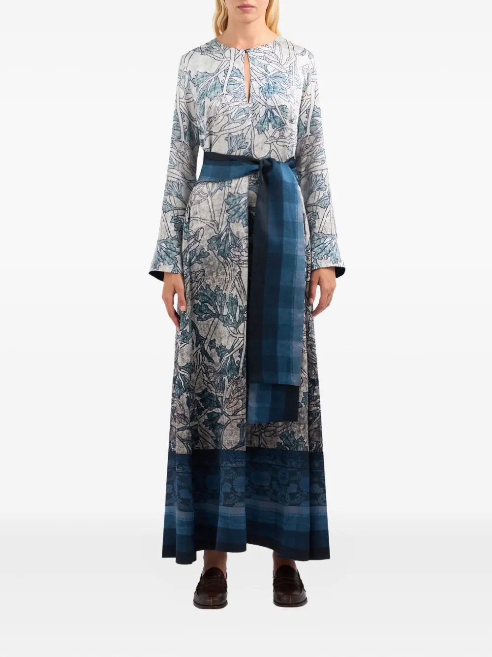 Pierre-Louis Mascia floral-print belted maxi dress Blauw
