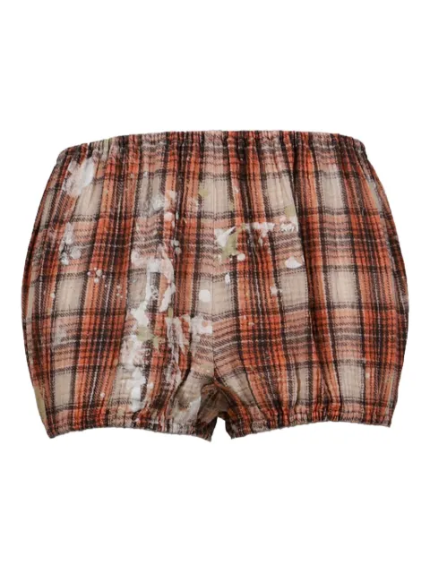 R13 paint-splatter plaid bloomers
