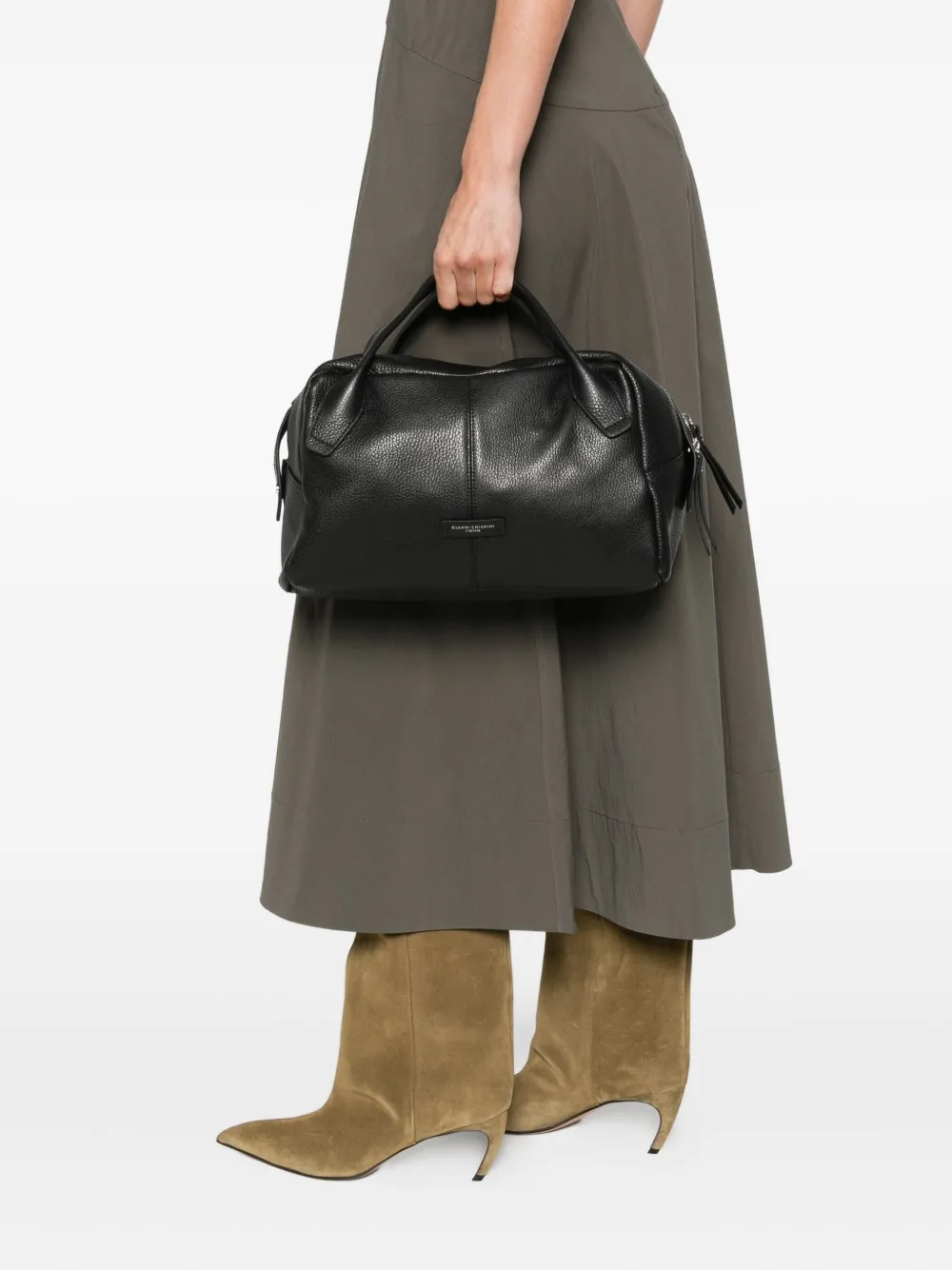 GIANNI CHIARINI Emily shopper van bewerkt leer Zwart
