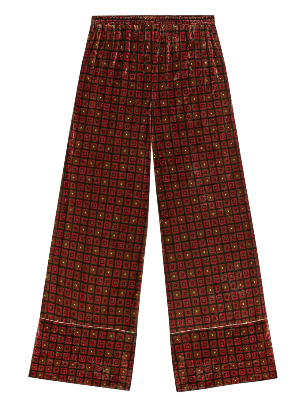 Pierre-Louis Mascia geometric-pattern velvet trousers Bruin