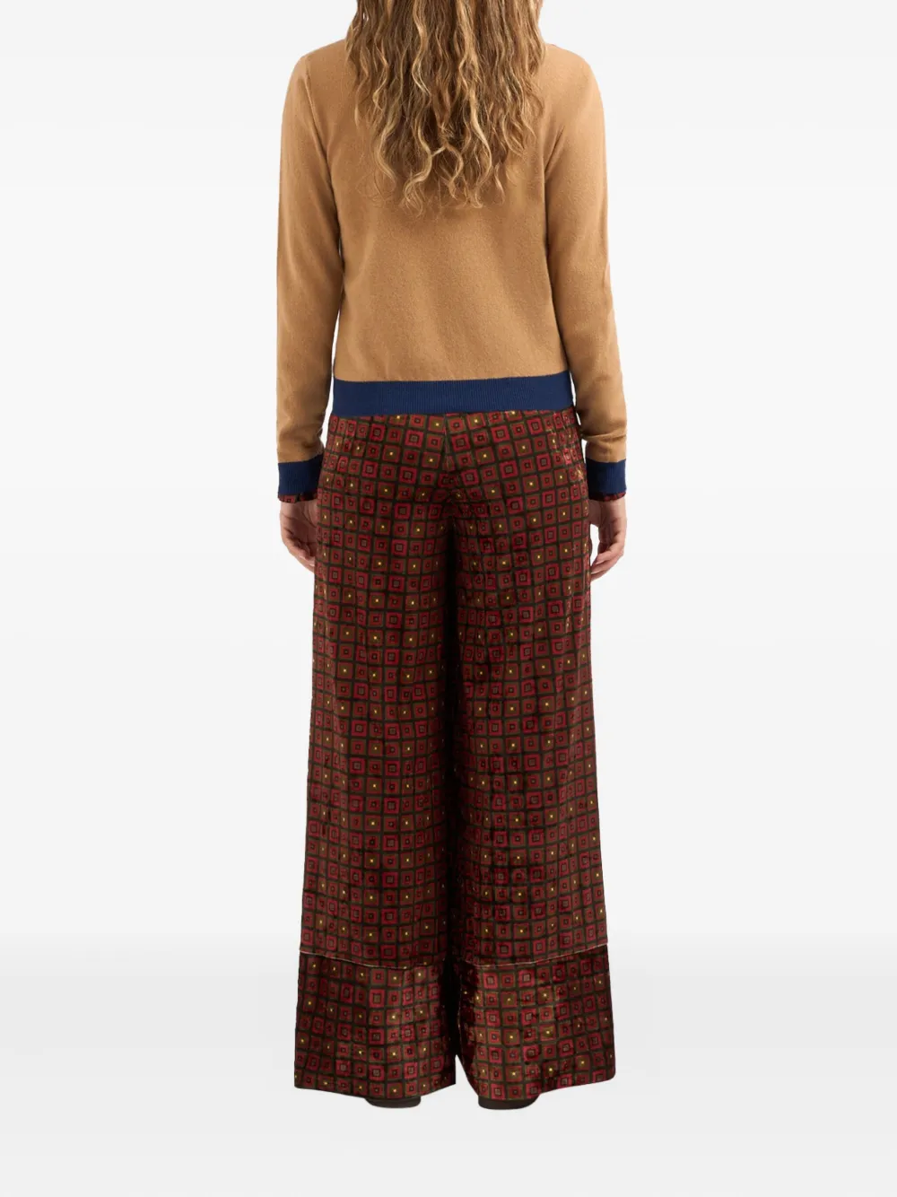 Pierre-Louis Mascia geometric-pattern velvet trousers Bruin