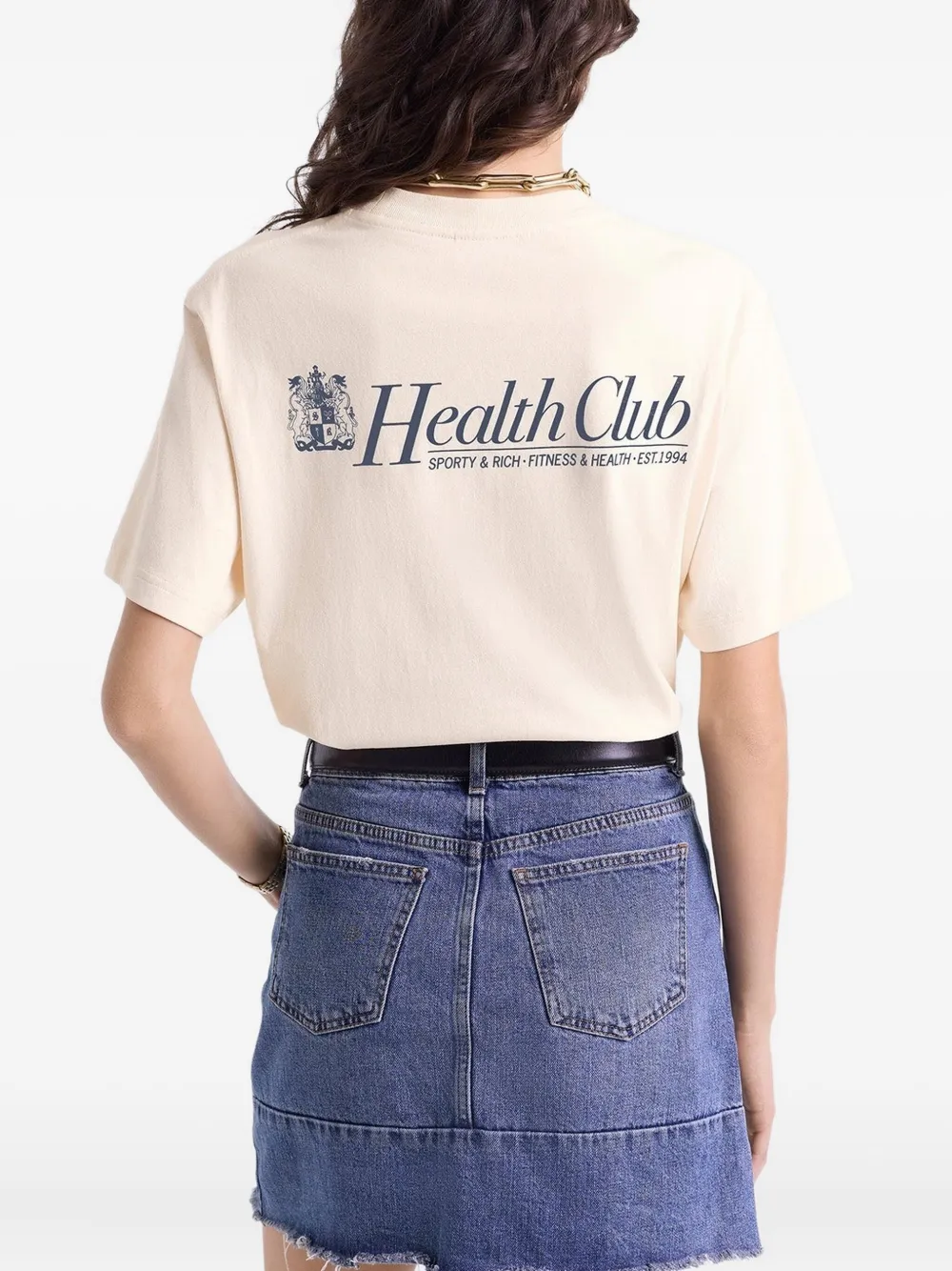 Sporty & Rich Health Club logo T-shirt Beige