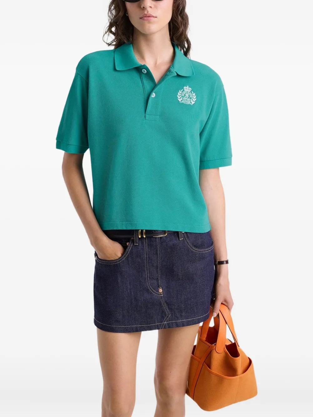 Sporty And Rich H&w Embroidered-logo Polo Shirt In Green
