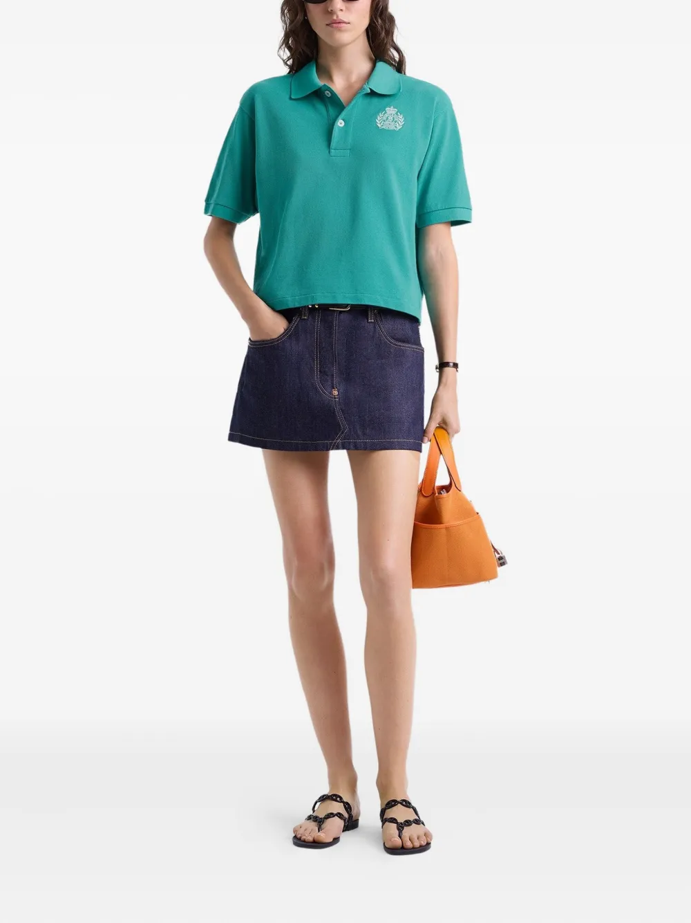 Sporty & Rich H&W embroidered-logo polo shirt - Groen