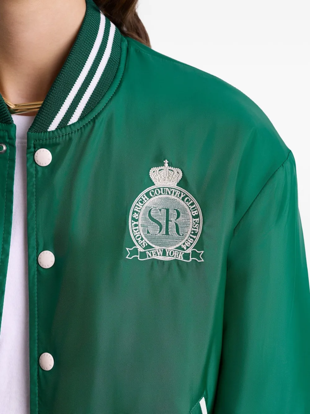 Sporty & Rich Satijnen bomberjack Groen