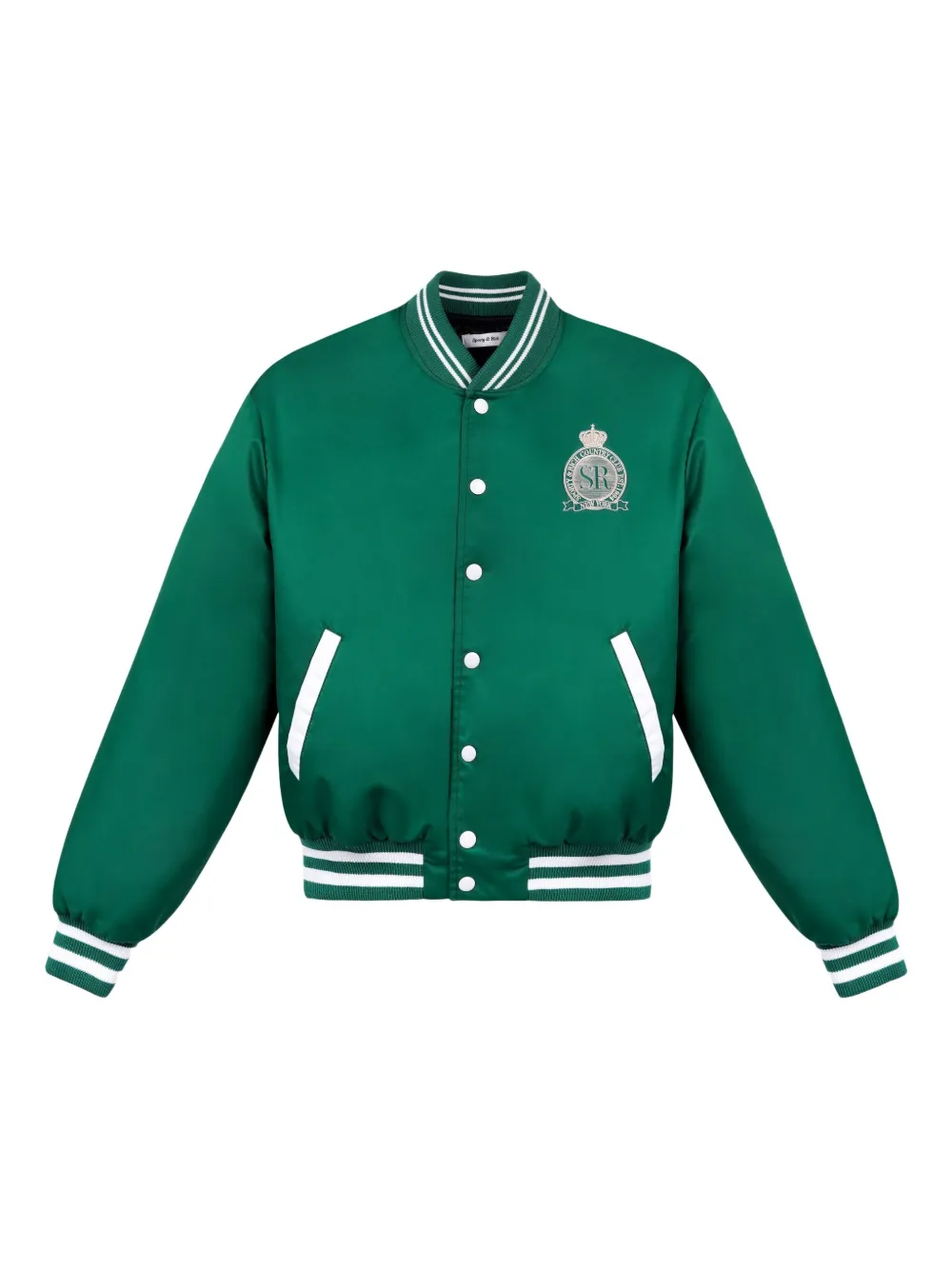 Sporty & Rich embroidered satin bomber jacket | Green | Image 1