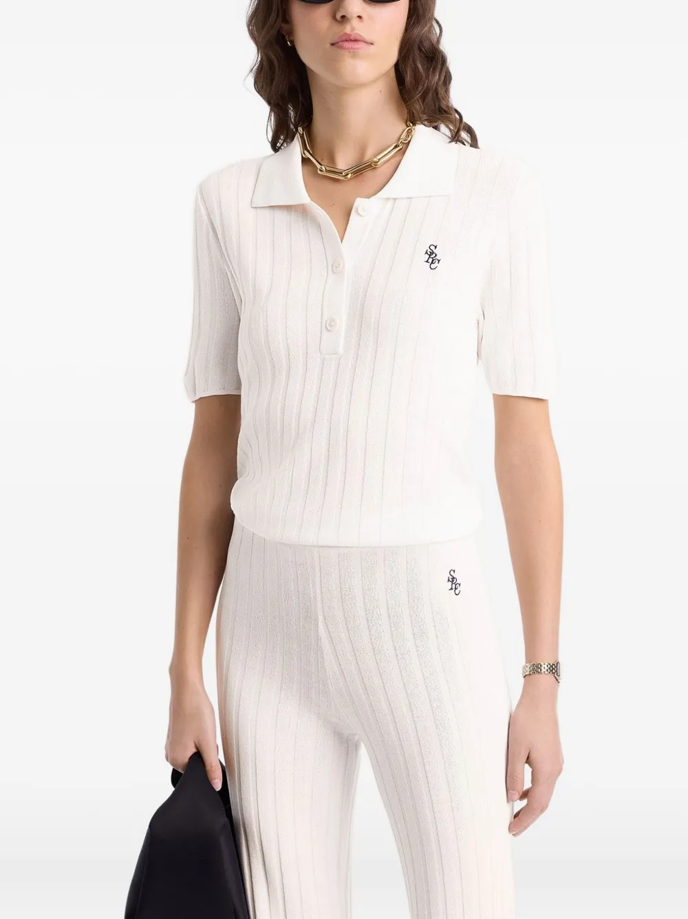 Sporty & Rich ribbed trousers Wit