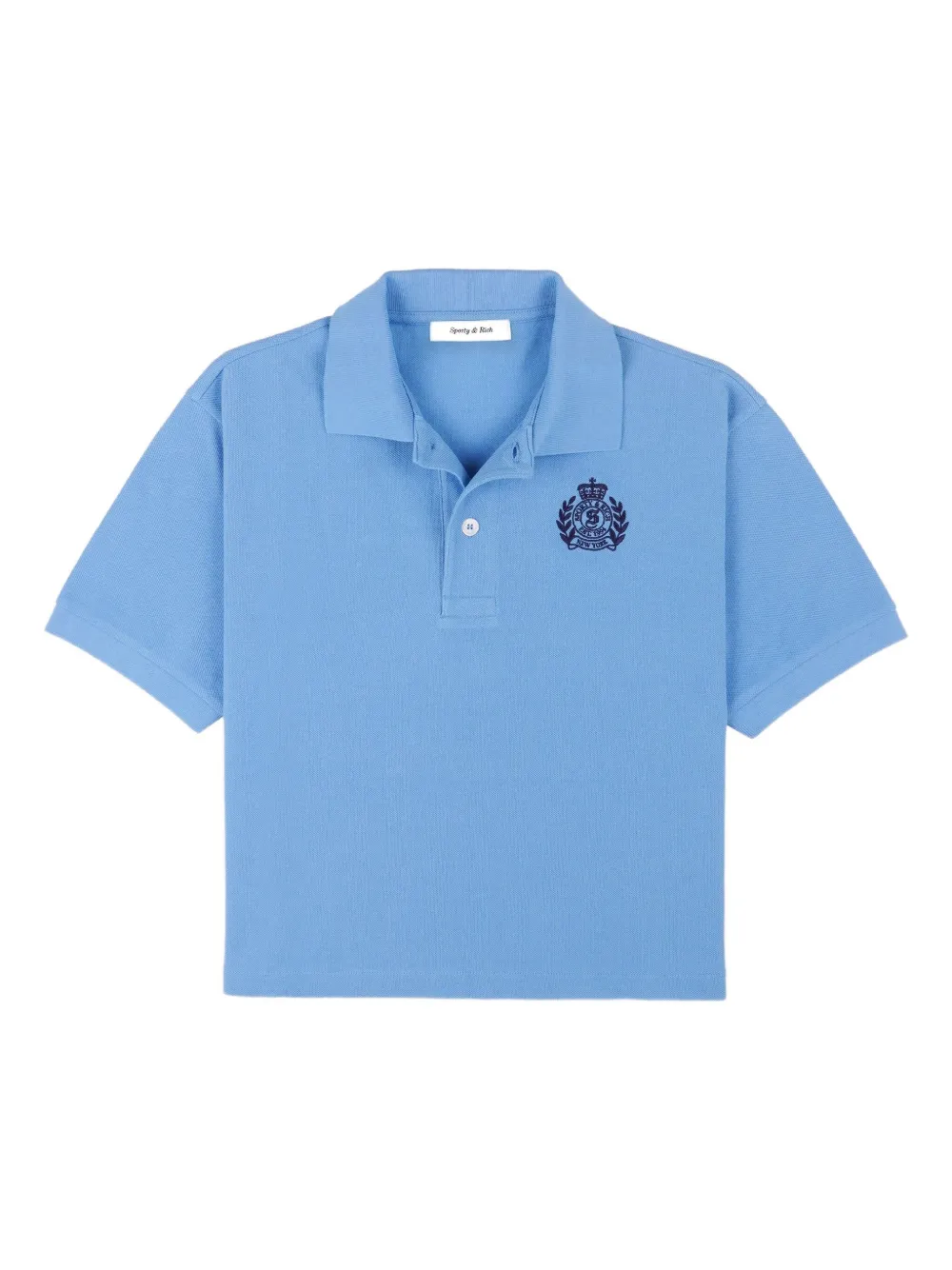 Sporty And Rich H&w Crest Embroidered Polo Shirt In Blue