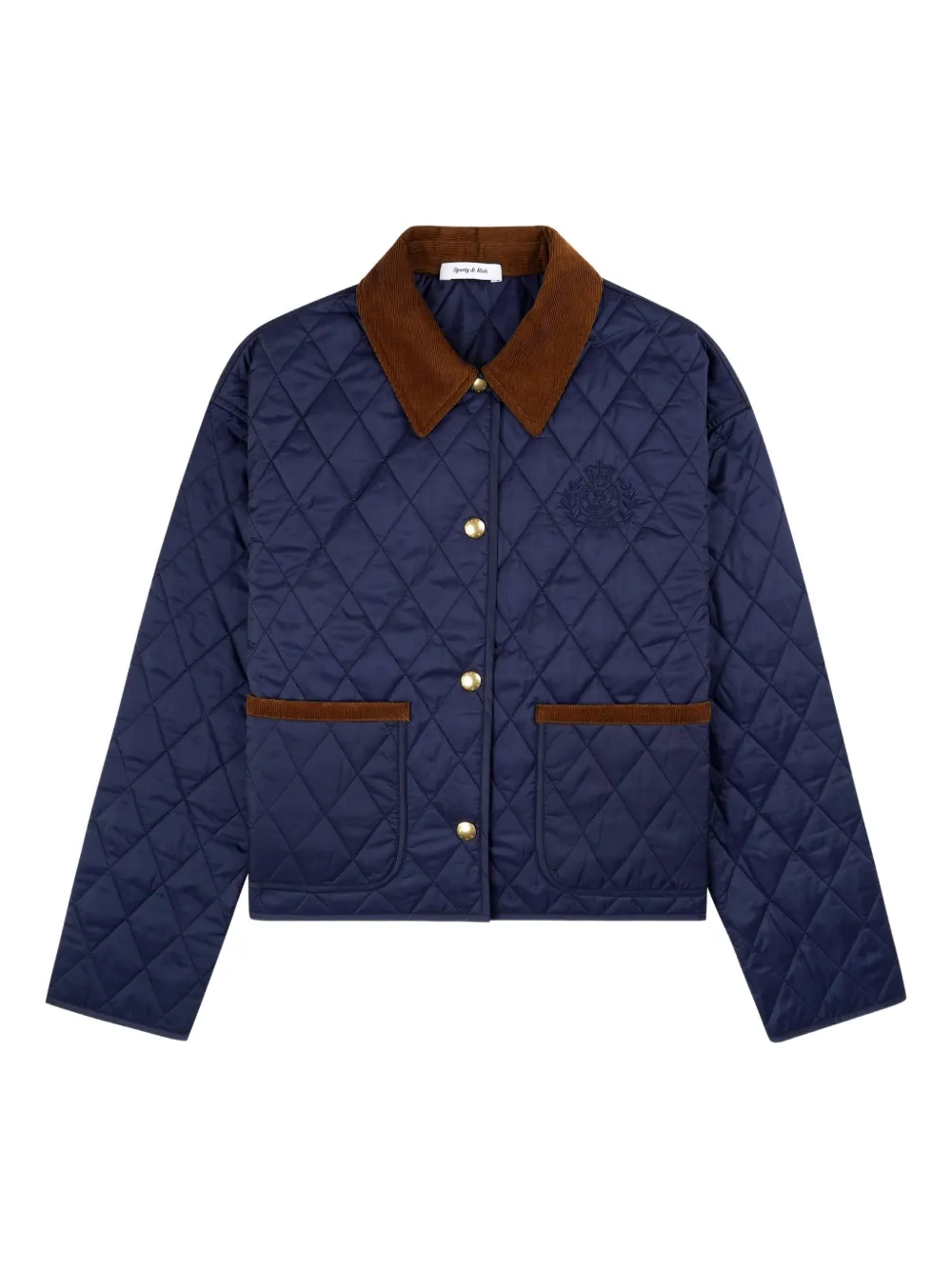 Sporty And Rich Quilted Corduroy-collar Puffer Jacket In Blue