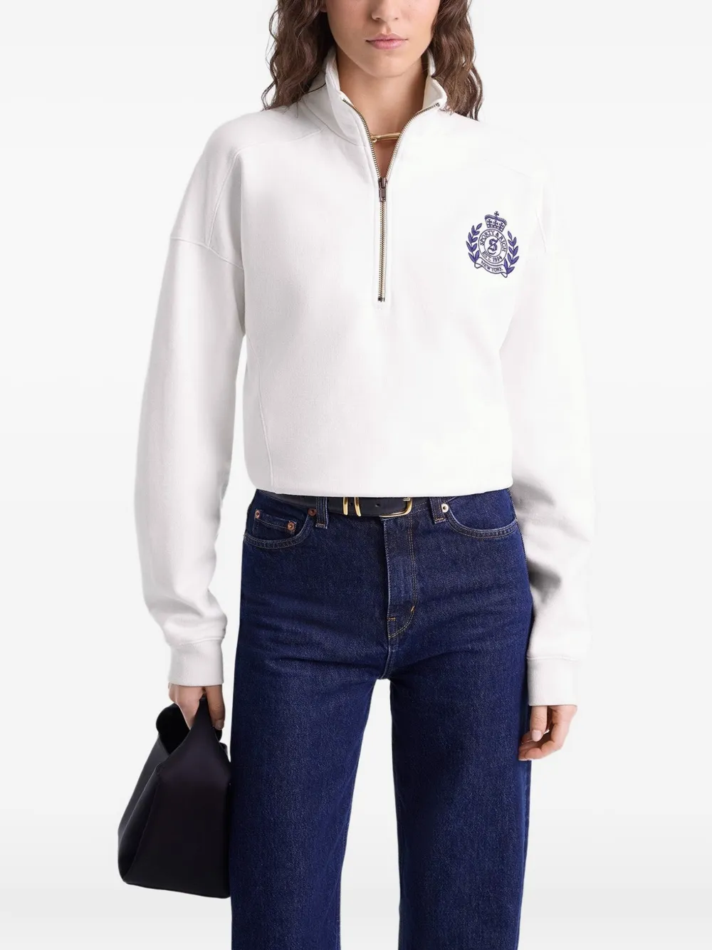 Sporty & Rich Sweater met geborduurd logo Wit