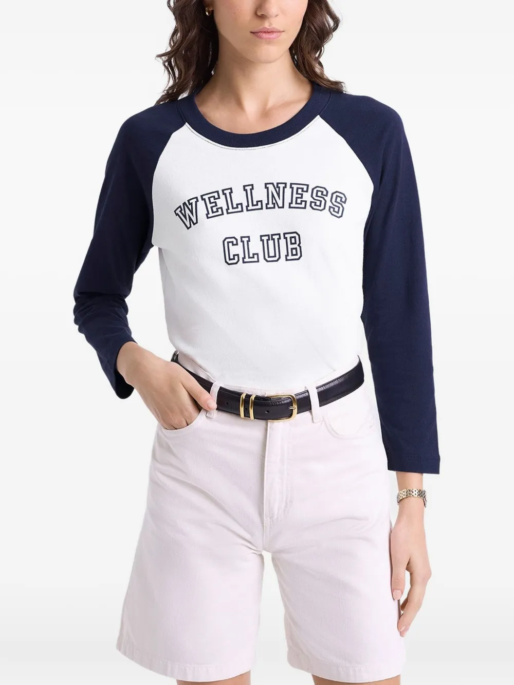 Sporty & Rich Wellness Club three-quarter-sleeve top Blauw