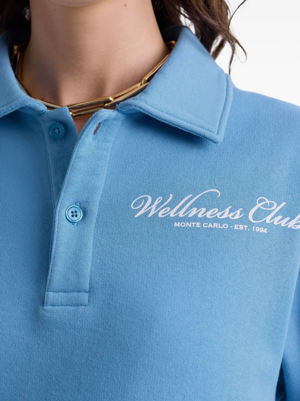 Sporty & Rich Wellness Club embroidered polo neck top Blauw