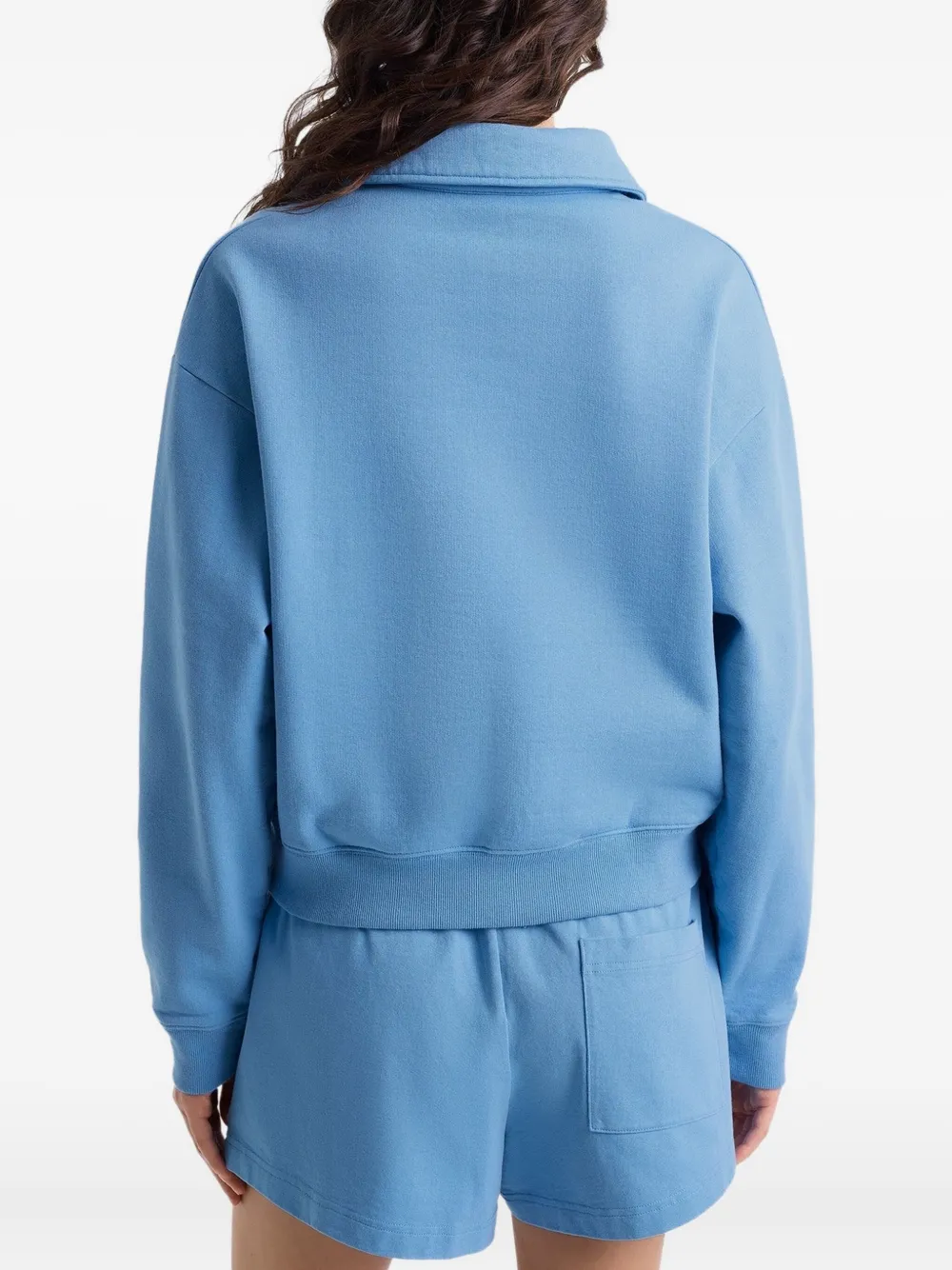 Sporty & Rich Wellness Club embroidered polo neck top Blauw