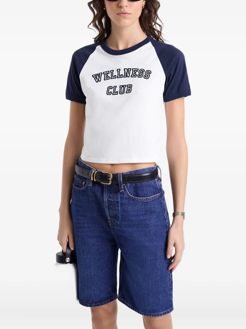 Sporty & Rich Wellness Club baseball-sleeve top Wit