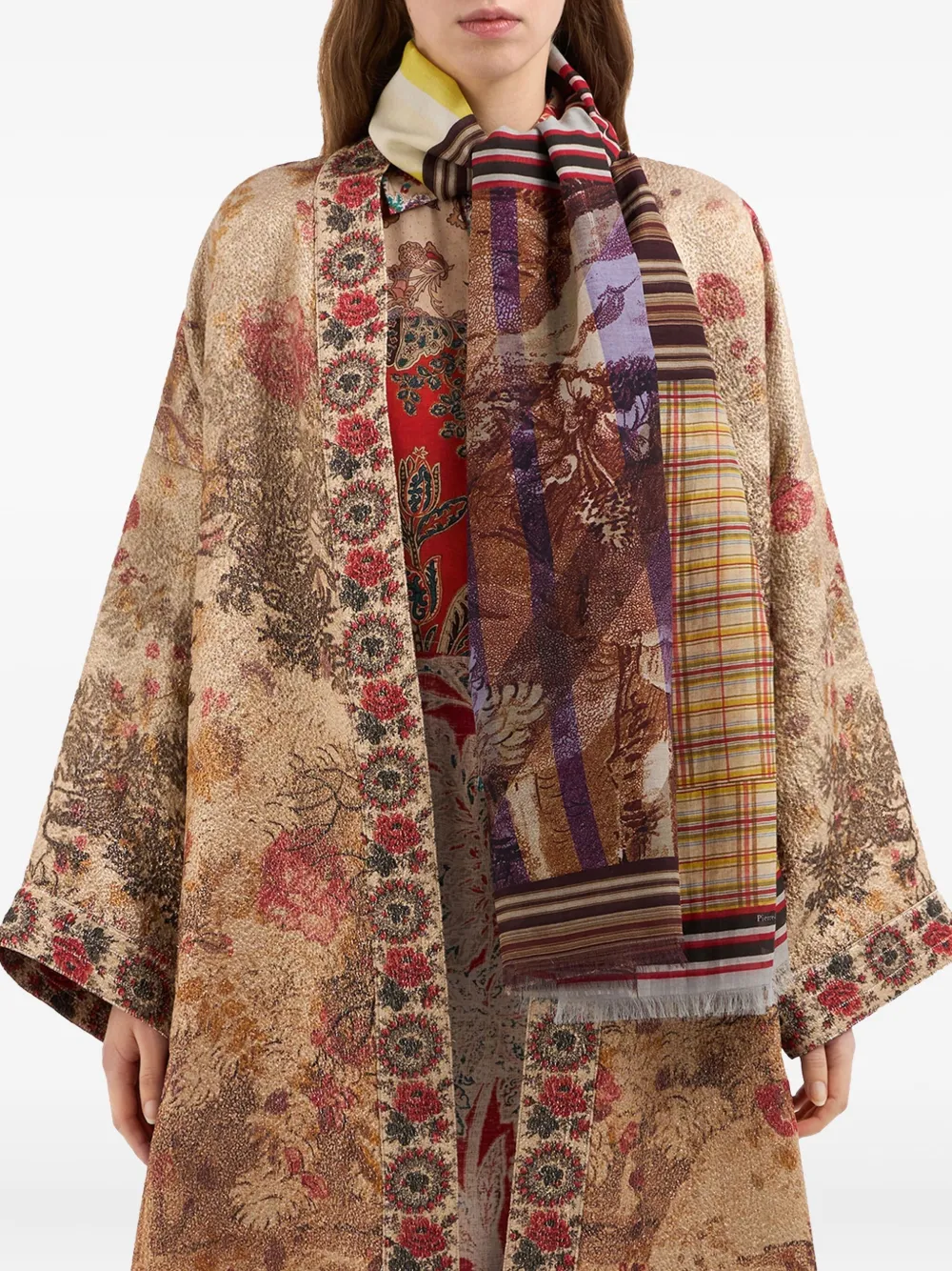 Pierre-Louis Mascia Sjaal met patchwork Bruin